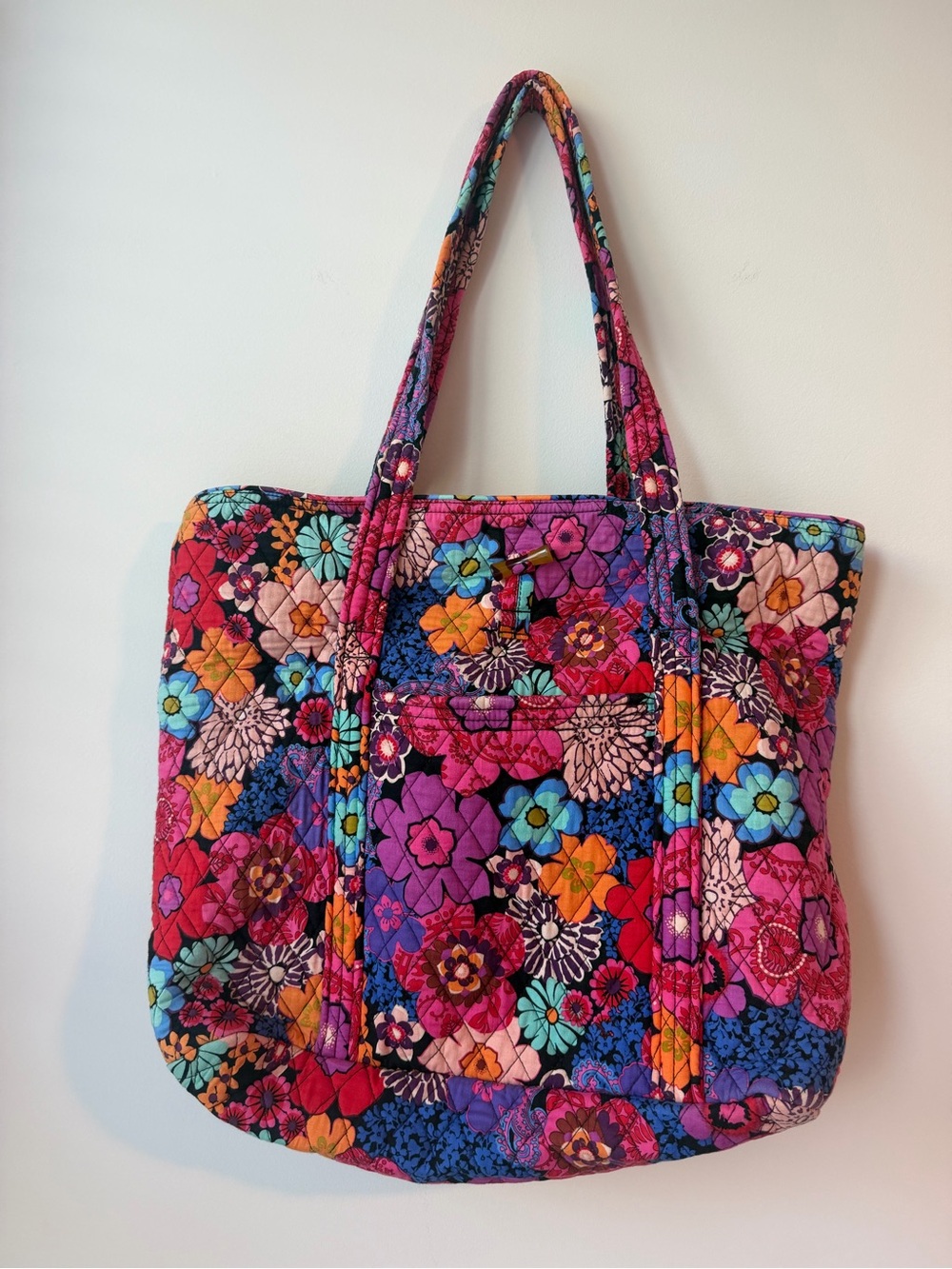 Vera Bradley Quilted Floral Tote — Pink, Purple, Blue, Orange